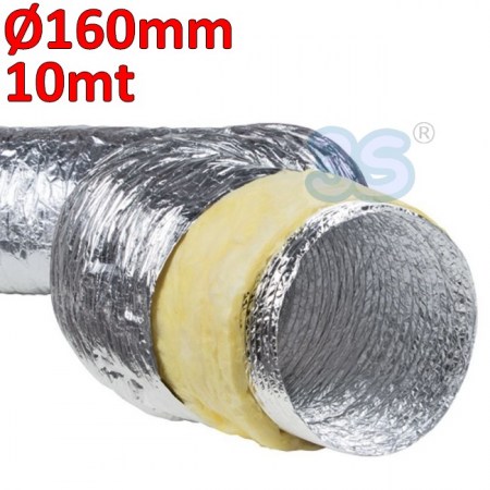Condotto flessibile in alluminio e poliestere con isolamento fonoassorbente, classe 1 - Ø 160 mm rotolo 10 mt - 698051