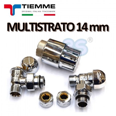 Valvole e testa termostatica cromati per multistrato 14x2