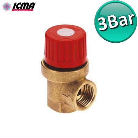 ICMA Valvola di sicurezza femmina 1/2″ pressione ricambio caldaia 3 BAR - 91241ADAF