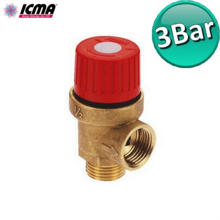 ICMA Valvola di sicurezza maschio 1/2″ pressione ricambio caldaia 3 BAR - 91242ADAF