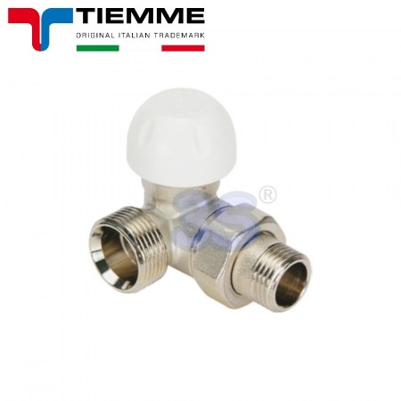 Valvola calorifero 1/2″ coassiale sinistra termostatizzabile - TIEMME 3300120