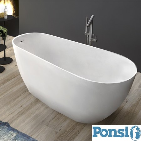 Vasca da bagno BETA Ponsi in marmoresina con piedini cromati - 170x70 cm - BVV02