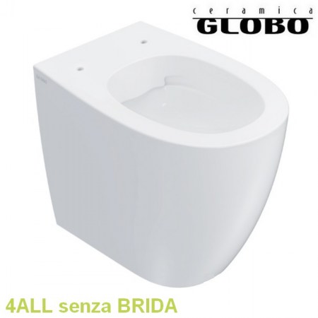 Wc a terra filo parete SENZA BRIDA 4ALL 54.36 - Ceramica Globo - sedile escluso - MD004.BI