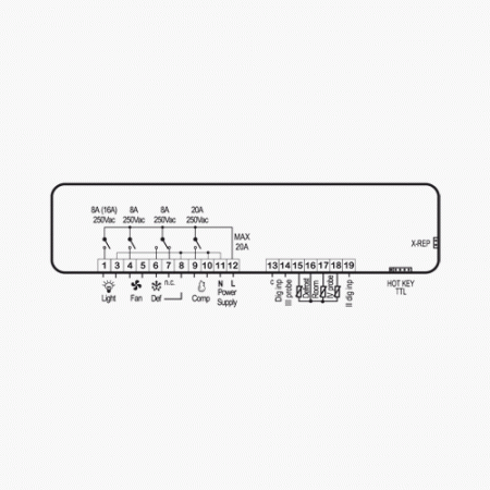 Controllore digitale per TN e BT con gestione sbrinamento e ventole  XW60L - schema - DIXELL