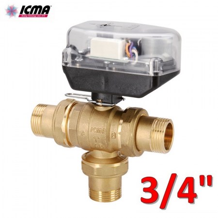 ICMA 343 - Valvola di zona a sfera 3/4″ deviatrice 3 vie completa di servocomando 230v - 82343AE0553