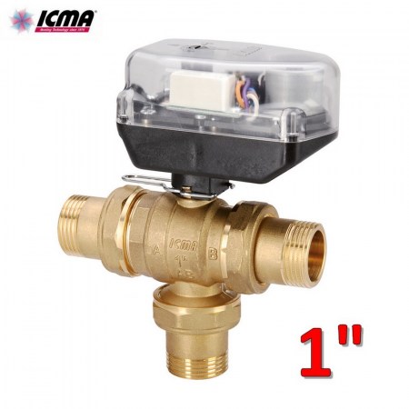 ICMA 343 - Valvola di zona a sfera 1″ deviatrice 3 vie completa di servocomando 230v - 82343AF0553