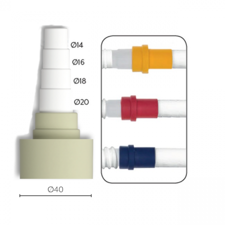 Raccordo adattatore tubo rigido Ø 40 mm passaggio tubo flessibile per scarico condensa