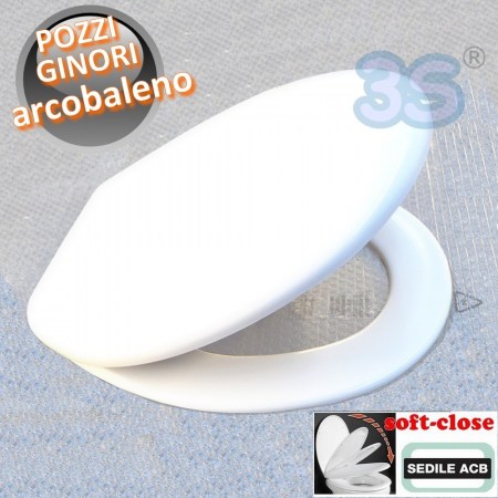 Sedile per wc sospeso ARCOBALENO Pozzi Ginori in termoindurente con  SOFT CLOSE chiusura rallentata - ACB Ercos