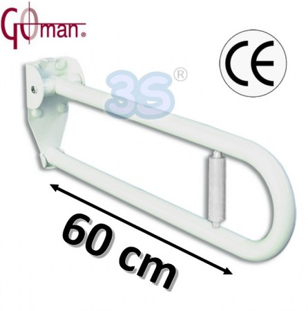 Goman - Maniglione 60 cm barra ribaltabile con portarotolo - ausilio disabili - ZB60/01