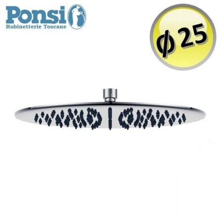 Soffione doccia tondo rotondo Ø 25 cm in acciaio inox ultraslim - Ponsi