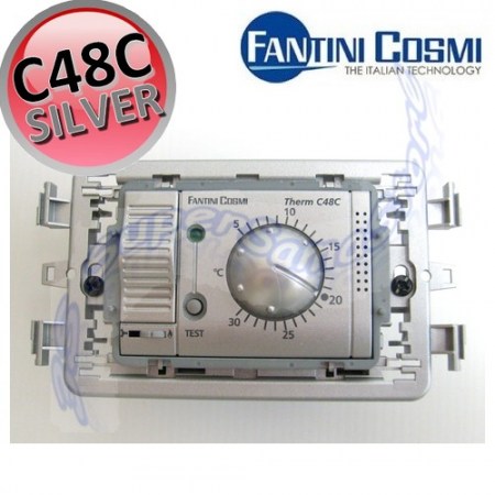 C48C - Termostato ambiente a rotella da incasso silver argento - Fantini e Cosmi