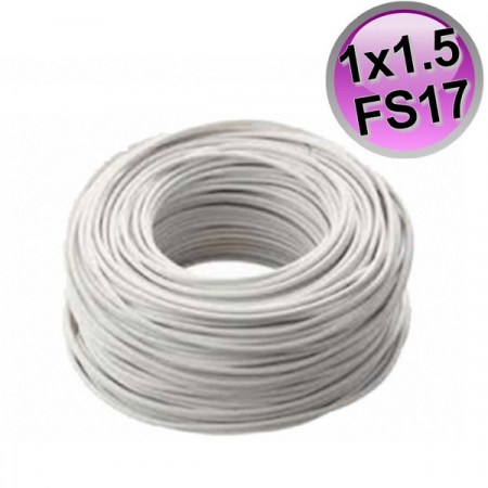 Cavo cordina filo elettrico unipolare FS17 - 1 x 1,5 mmq Bianco - rotolo 100 mt - CE.1G150BI.100