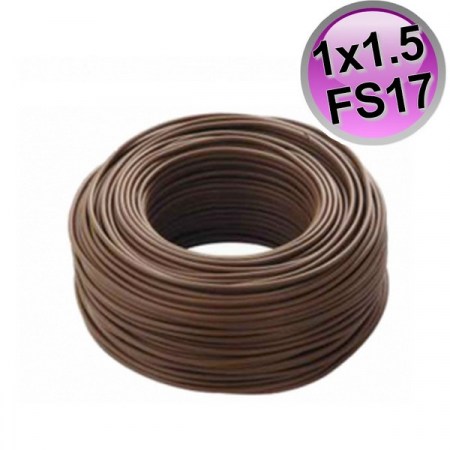 Cavo cordina filo elettrico unipolare FS17 - 1 x 1,5 mmq Marrone - rotolo 100 mt - CE.1G150M.100