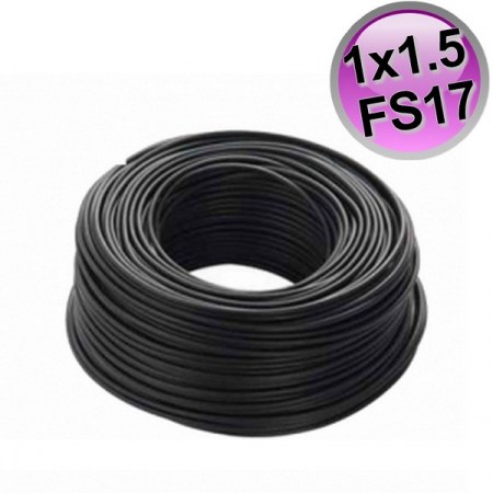 Cavo cordina filo elettrico unipolare FS17 - 1 x 1,5 mmq Nero - rotolo 100 mt