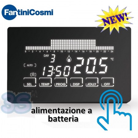 CH191 Cronotermostato ultrapiatto touch-screen con programmazione settimanale a batteria