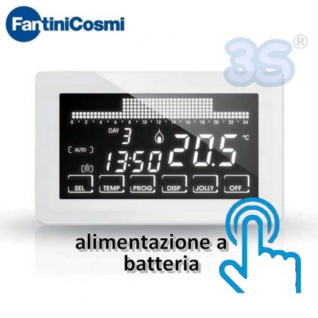 CH191B Cronotermostato ultrapiatto touch-screen con programmazione settimanale a batteria