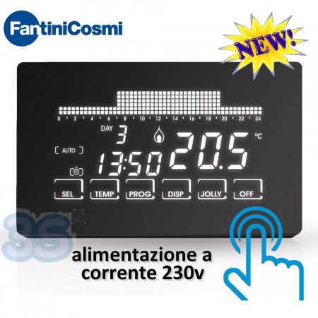 CH193 Crontermostato ultrapiatto touch-screen con programmazione settimanale a 230V Fantini Cosmi