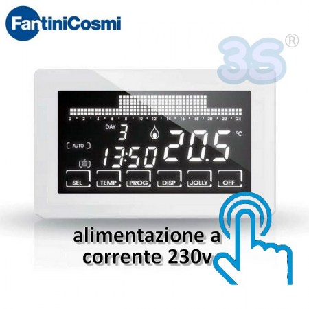 CH193B Crontermostato ultrapiatto touch-screen con programmazione settimanale a 230V Fantini Cosmi