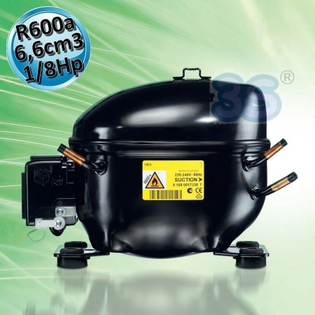 Compressore gas R600a LBP 1/8 Hp 6,60 cm3 Secop ACC Cubigel Elecrotolux HTK70AA