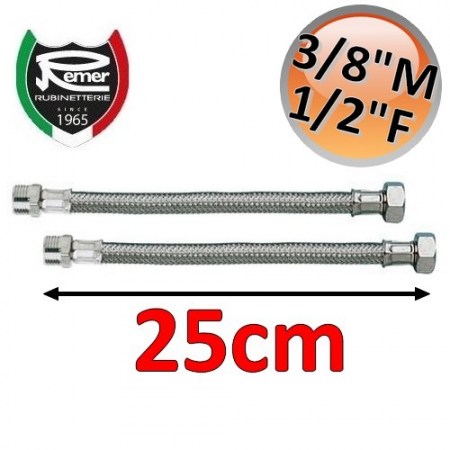 Coppia di flessibili FLEXITALY 25cm - 3/8 maschio 1/2 femmina
