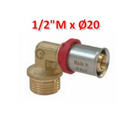 Gomito 90° filetto maschio 1/2 x Ø 20x2 mm - multistrato a pressare A580D-20SA