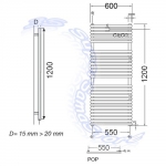 Dettagli dimensioni termoarredo POP Ercos bianco cm 120x60