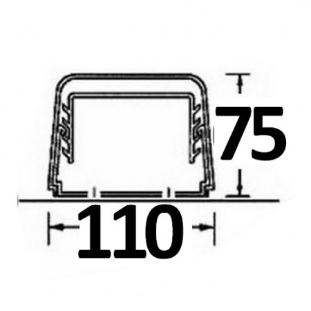 Canalina a copertura completa 110x75mm con Film protettivo - 2 pezzi da 1 mt - Dimensioni