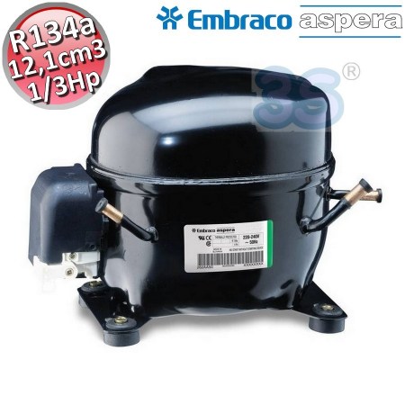 Compressore gas R134A ermetico - 1/3 Hp - 12,1 cm3 - Embraco Aspera NE2130Z