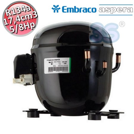 Compressore gas R134A ermetico - 5/8 Hp - 17,4 cm3 - Embraco Aspera NT6215Z