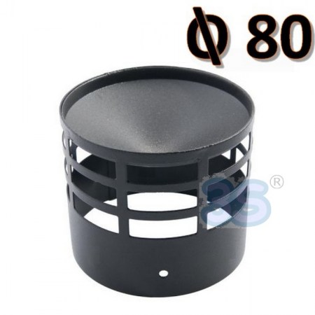 Terminale griglia di scarico nero per stufe a pellet - Diametro 80 - PPSP52080X
