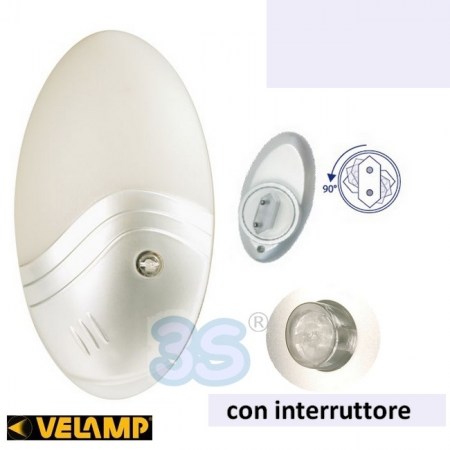 IL07LED Velamp - punto luce o luce notte a led con interruttore