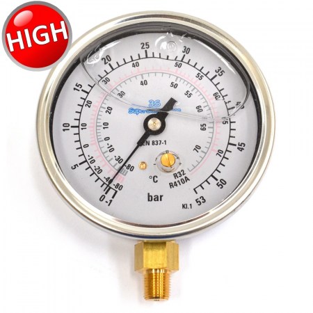 Manometro di alta pressione scale gas R32 e R410A a bagno di glicerina - MAG.32410