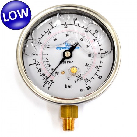 Manometro di bassa pressione scale gas R32 e R410A a bagno di glicerina - MBG.32410