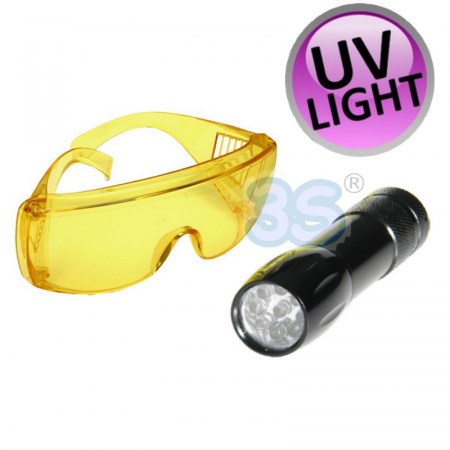 Lampada cercafughe 9 Led UV Mini Bright-Torch con occhiali per tracciante - LC.107