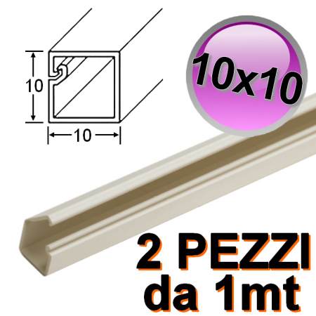 Canalina 10x10 mm per cavi elettrici  - 2 PZ da 1 mt