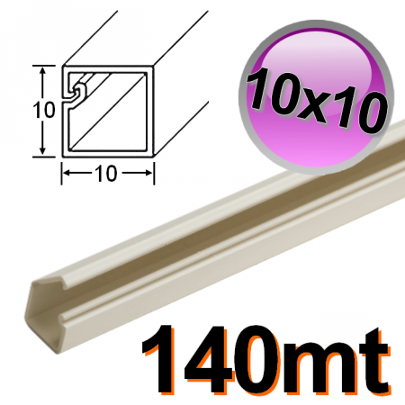 Mini canalina 10x10 mm per cavi elettrici in PVC rigido autoestinguente - scatola 140 mt