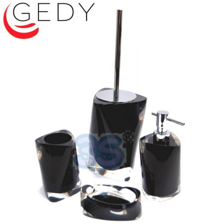 Serie completa 4 pezzi TWIST color nero - accessori bagno Gedy