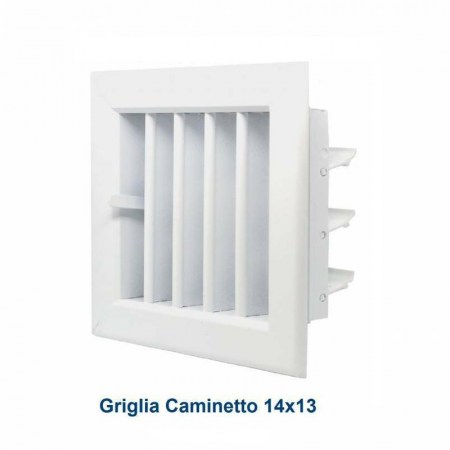 Bocchetta Aria cm14x13 Bianca-Griglia x Caminetto Regolabile con Serranda