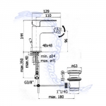 DETTAGLI DIMENSIONI MISCELATORE BIDET EFFE PAFFONI EF135