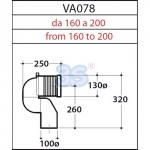 Dimensioni e dettagli curva tecnica translata - VA078