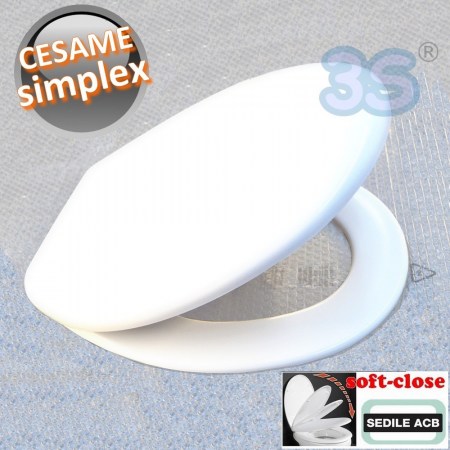 Sedile per wc sospeso SIMPLEX Cesame in termoindurente con  SOFT CLOSE chiusura rallentata - ACB Ercos