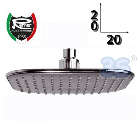 Soffione doccia quadrato 20x20 cm angoli arrotondati - Remer 354QIX