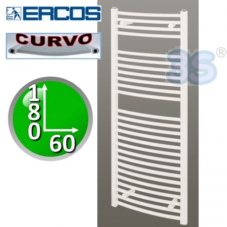 Scaldasalviette CURVO bianco TEKNO Ercos cm 180x60 interasse 55 - ASTCV6001800
