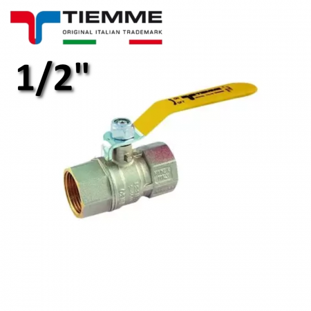 Valvola sfera TORNADO per GAS femmina - femmina 1/2″ con leva gialla - TIEMME