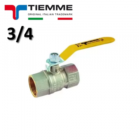 Valvola sfera TORNADO per GAS femmina - femmina 3/4″ con leva gialla - TIEMME