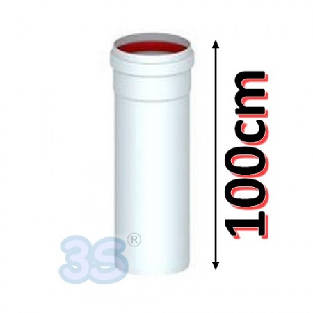 Tubo alluminio estruso lineare cm 100 bianco Ø 80mm per caldaie - 10021