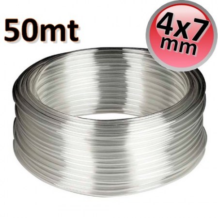 Rotolo 50 mt tubo trasparente 4x7 mm per pompa condensa - LGTU01