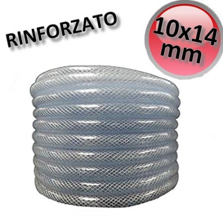 Tubo vinilico rinforzato per pompa condensa trasparente misura 10x14 mm - 30 mt